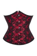 Red Lace-Up Boned Brocade Waist Training Underbust Corset curvycorset.com