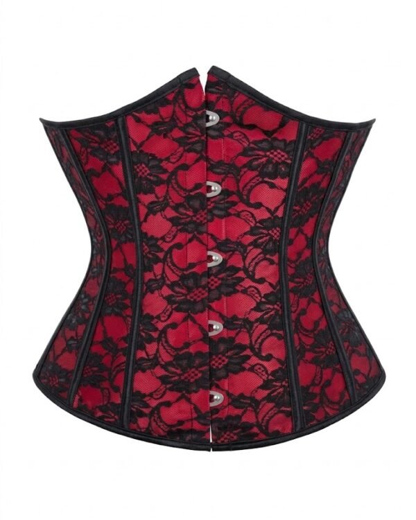 Red Lace-Up Boned Underbust Waist Training Corset curvycorset.com