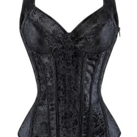 Black Corset in Gothic Style With Brocade Print curvycorset.com