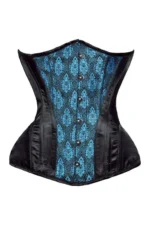 Gothic Blue & Black Satin Steel-Boned Underbust Corset curvycorset.com