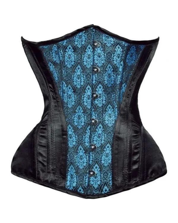 Gothic Blue & Black Satin Steel-Boned Underbust Corset curvycorset.com