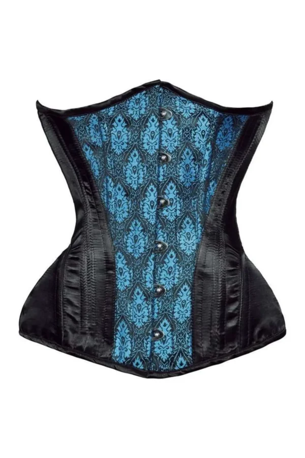 Gothic Blue & Black Satin Steel-Boned Underbust Corset curvycorset.com