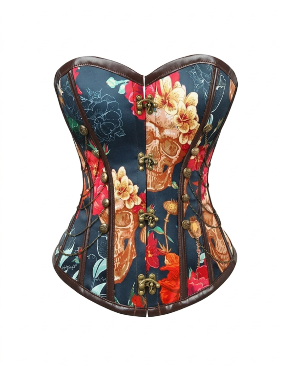 Overbust Gothic Floral Print Steel Boned curvycorset.com