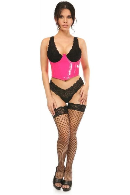 Open Cup Hot Pink Pvc Halter Top Corset