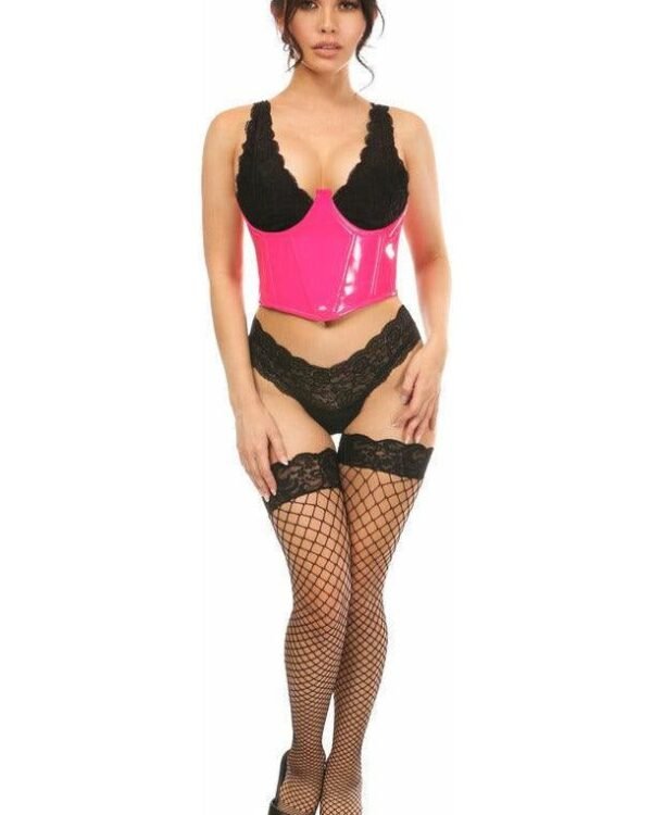 Open Cup Hot Pink Pvc Halter Top Corset