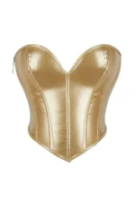 Metallic Gold Faux Leather Overbust Gothic Corset curvycorset.com