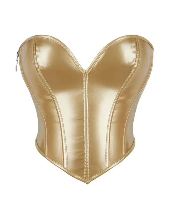 Metallic Gold Faux Leather Overbust Gothic Corset curvycorset.com