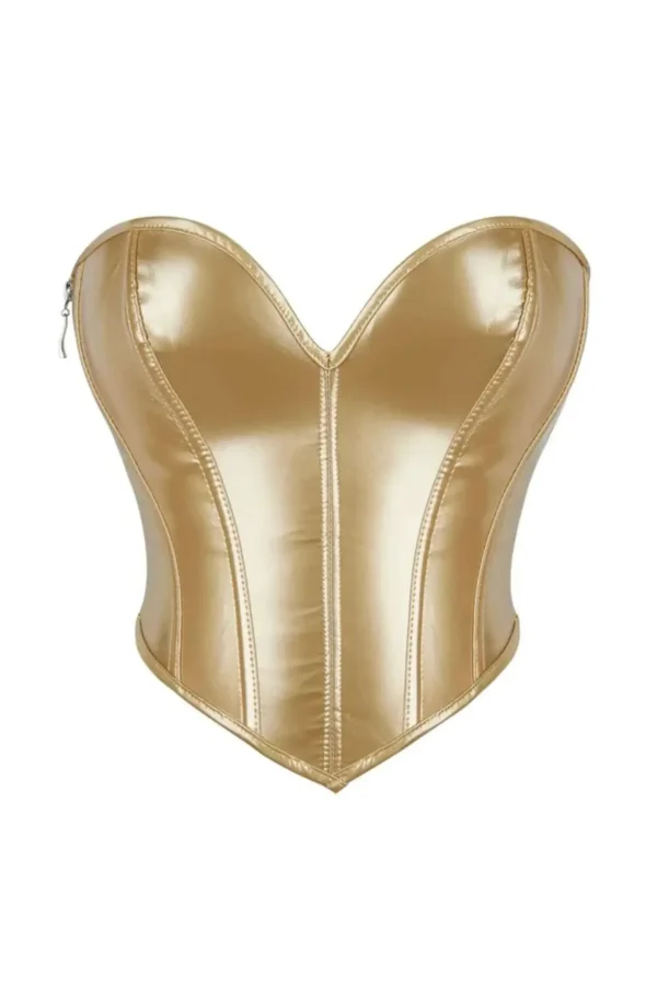 Metallic Gold Faux Leather Overbust Gothic Corset curvycorset.com