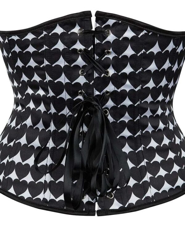 Heart Print black Underbust Gothic Corset curvycorset.com