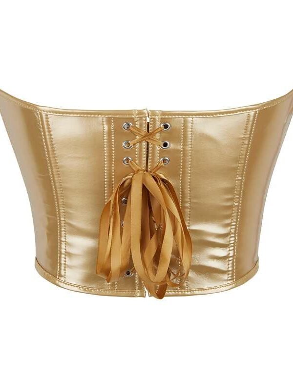 Metallic Gold Faux Leather Overbust Gothic Corset curvycorset.com