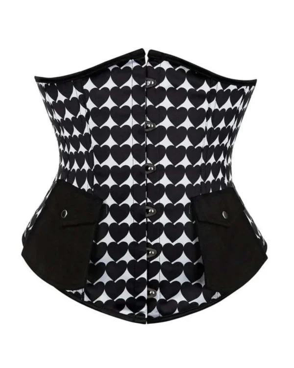 Heart Print black Underbust Gothic Corset curvycorset.com