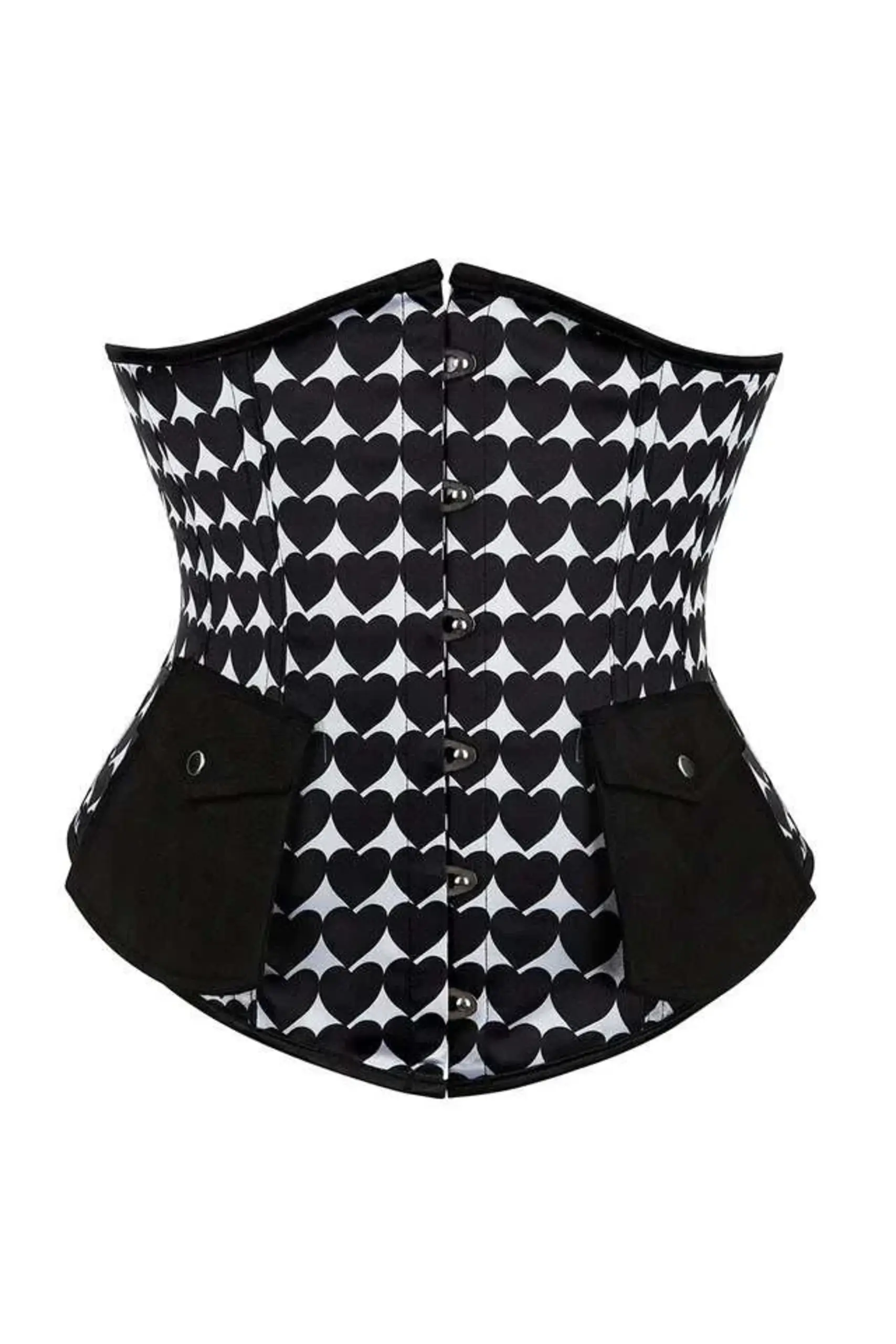 Heart Print black Underbust Gothic Corset Heart Print black Underbust Gothic Corset curvycorset.com