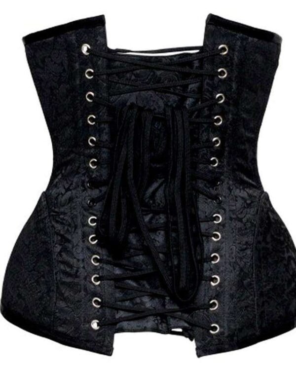 Black Floral Brocade Heavy Duty Underbust Waist Trainer curvycorset.com
