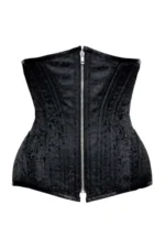 Black Floral Brocade Heavy Duty Underbust Waist Trainer curvycorset.com