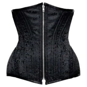 Black Floral Brocade Heavy Duty Underbust Waist Trainer curvycorset.com