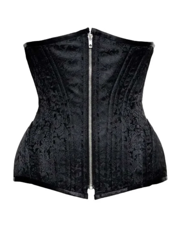 Black Floral Brocade Heavy Duty Underbust Waist Trainer curvycorset.com