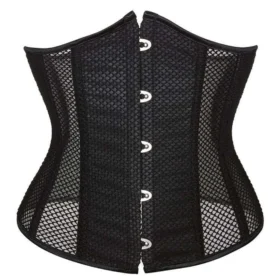 Gothic Black Mesh Boned Underbust Waist Training Corsets curvycorset.com