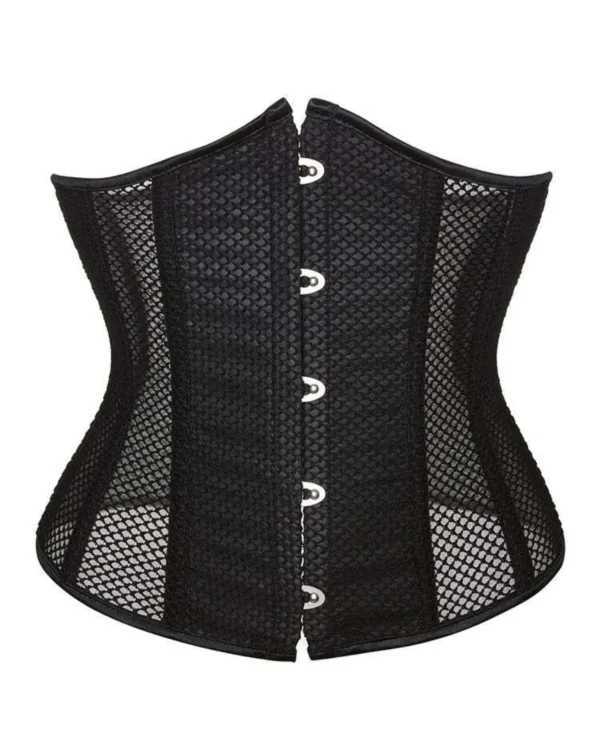 Gothic Black Mesh Boned Underbust Waist Training Corsets curvycorset.com
