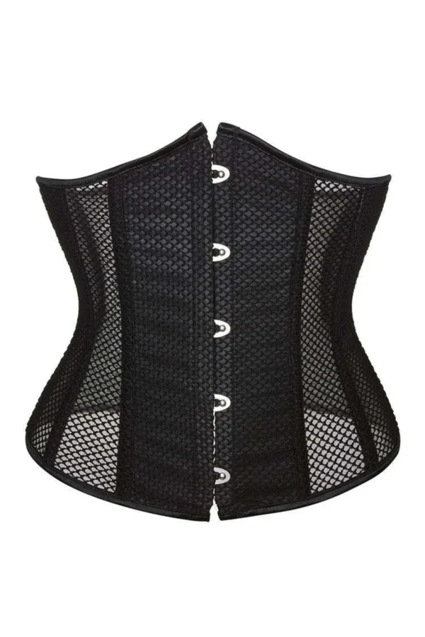 Gothic Black Mesh Boned Underbust Waist Training Corsets curvycorset.com