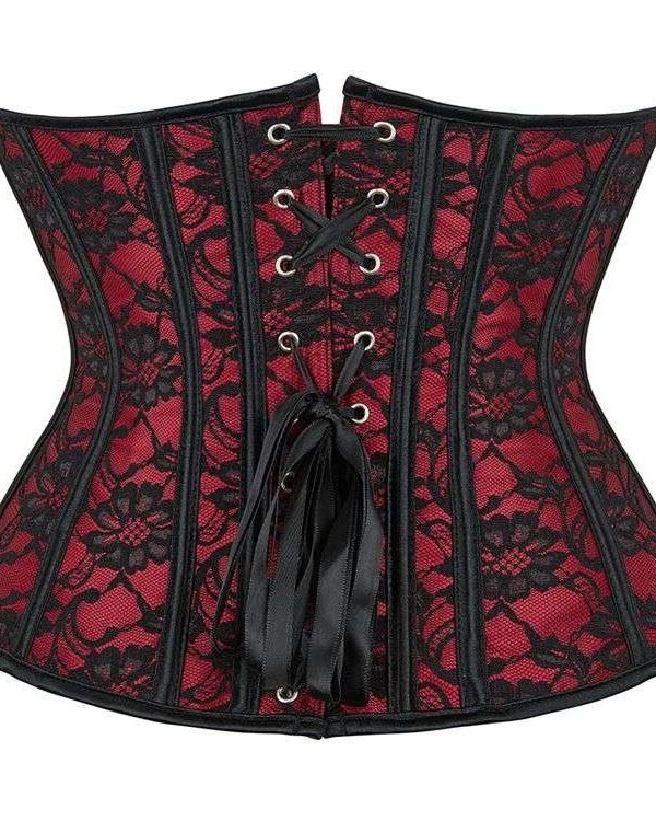Red Lace-Up Boned Underbust Waist Training Corset curvycorset.com
