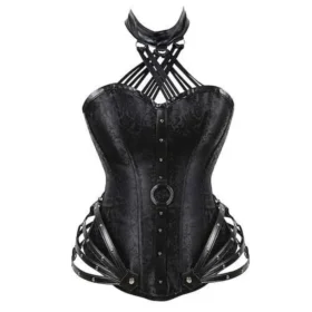 Gothic Punk Overbust Lingerie Bustier Steel Boned Corset curvycorset.com