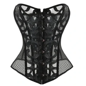 Black Mesh Gothic Overbust Corset curvycorset.com