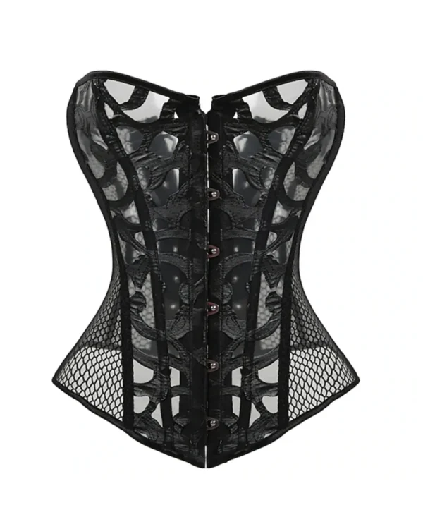 Black Mesh Gothic Overbust Corset curvycorset.com
