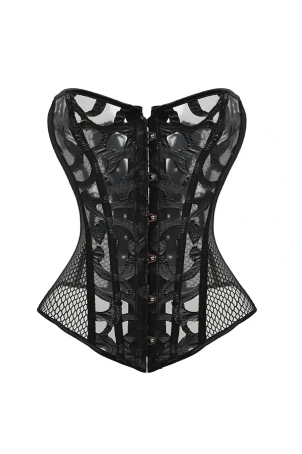 Black Mesh Gothic Overbust Corset curvycorset.com