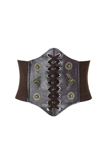 Underbust Punk Corset Brown Leather Belt