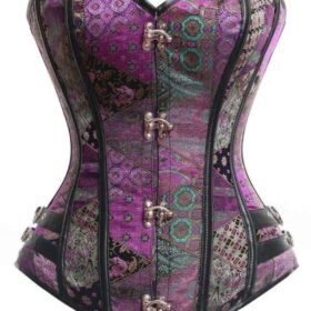 Steampunk Gothic Steel Boned Bustier Brocade Corset with Buckle