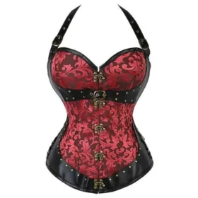 Red Gothic Overbust Corset Lingerie Bustier curvycorset.com