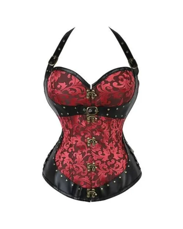 Red Gothic Overbust Corset Lingerie Bustier curvycorset.com