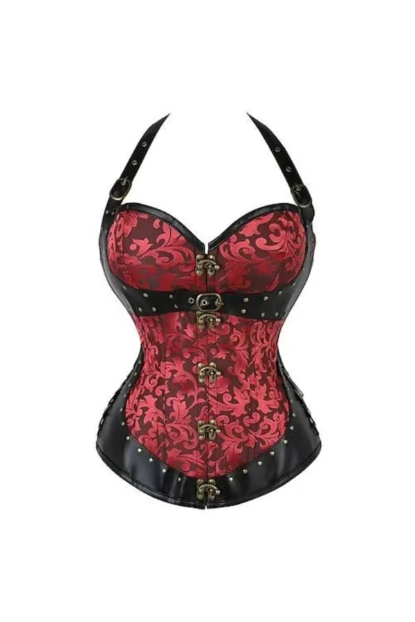 Red Gothic Overbust Corset Lingerie Bustier curvycorset.com