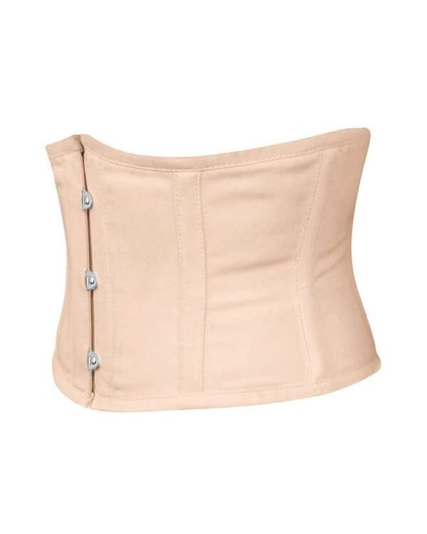 Open Bust Beige Waspie Short Cotton Corset