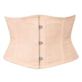 Open Bust Beige Waspie Short Cotton Corset