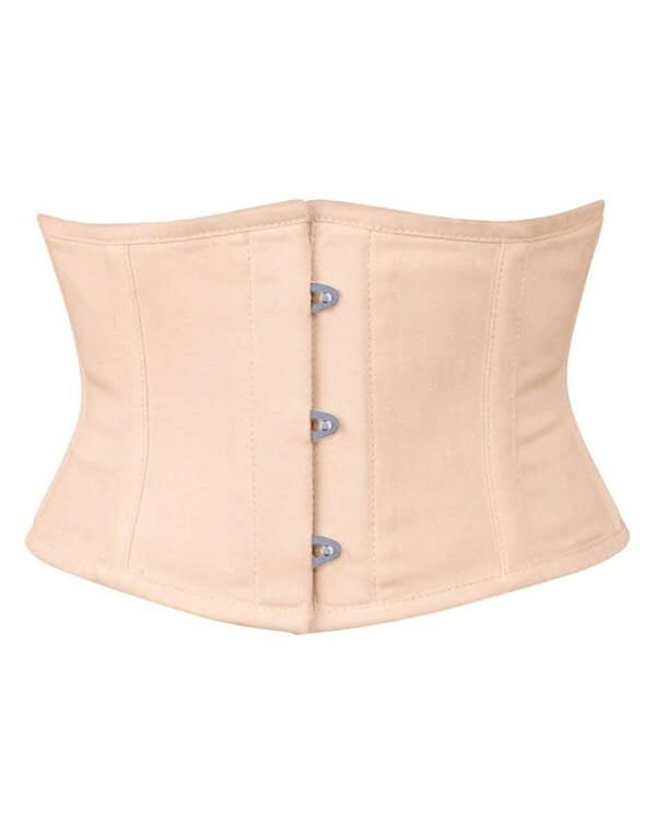 Open Bust Beige Waspie Short Cotton Corset