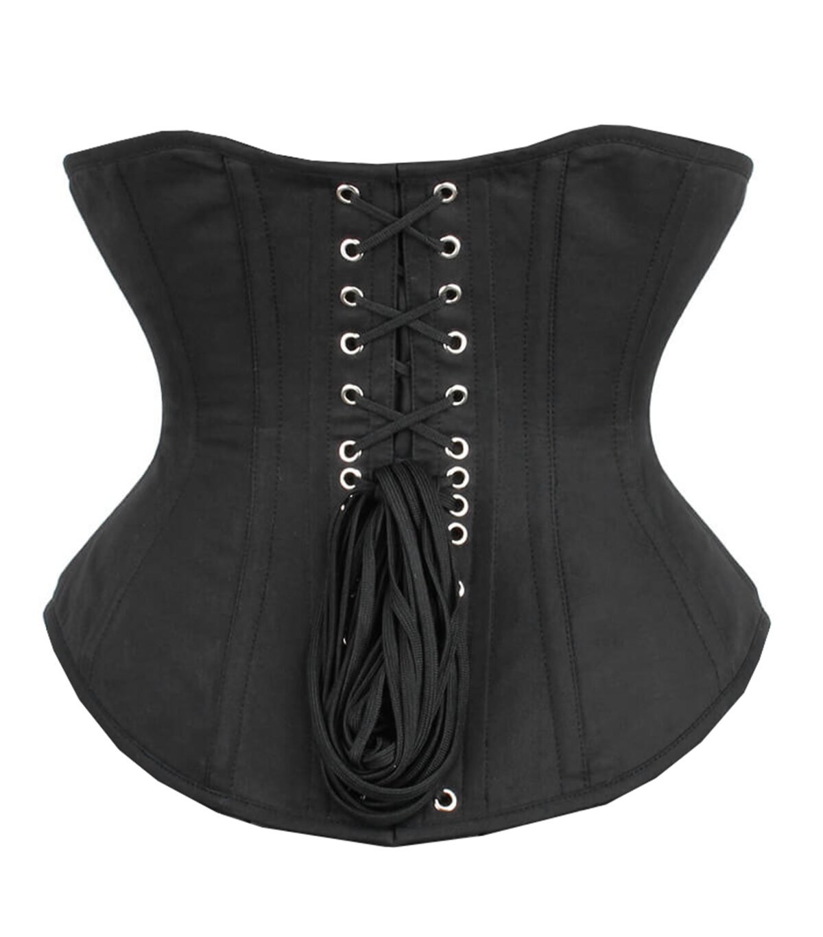 Open Bust Black Cotton Rib Corset