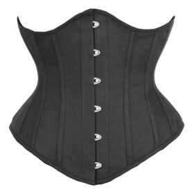 Open Bust Black Cotton Rib Corset