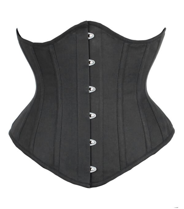 Open Bust Black Cotton Rib Corset