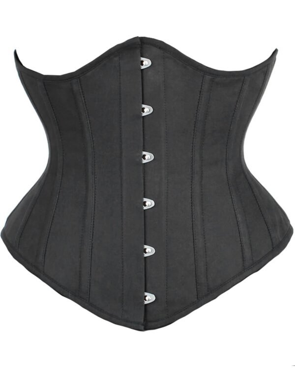 Open Bust Black Cotton Rib Corset