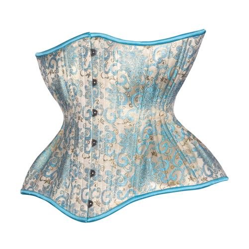 Extreme Corset Blue Brocade Cupped Long Silhouette