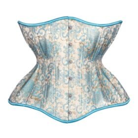 Extreme Corset Blue Brocade Cupped Long Silhouette