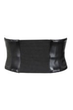 Underbust Black Leather Corset Belt With Lacing Details