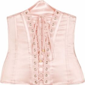 Pink Open Cup Corset With Front Criss Cross Lacing