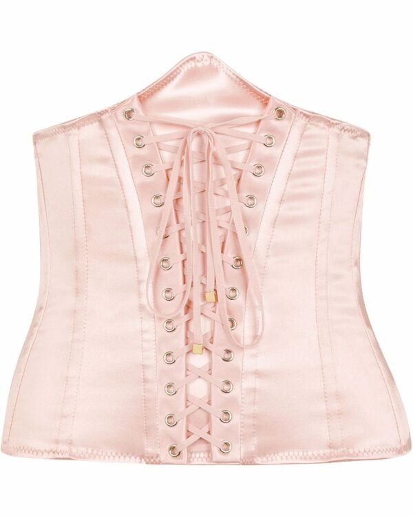 Pink Open Cup Corset With Front Criss Cross Lacing