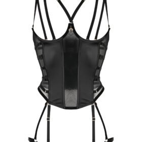 Black Open Cup Breast Gothic With Garters Corset curvycorset.com
