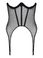 Open Cup Black Mesh Corset With Garters