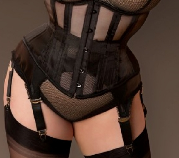 Hips and Curves Hourglass Black Mesh Half Corset