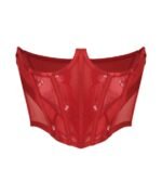 Open Cup Corset Top Steel Boned Red Cupless bustier