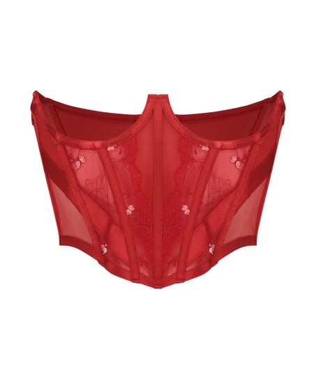 Open Cup Corset Top Steel Boned Red Cupless bustier